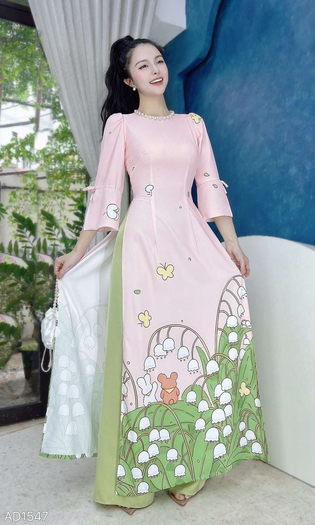 Áo Dài Linh Lan Và Gấu AD1547 (áo lẻ)