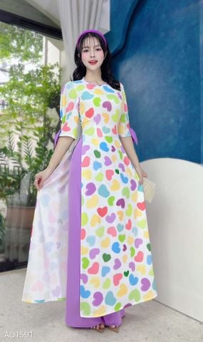 Áo Dài Cổ Xoắn Đá Pha Lê AD9002.1591 (áo lẻ)
