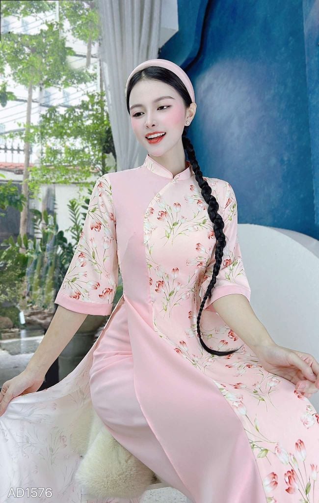 Áo Dài Tằm Gãy Phối Màu 130cm AD1576 (áo lẻ)
