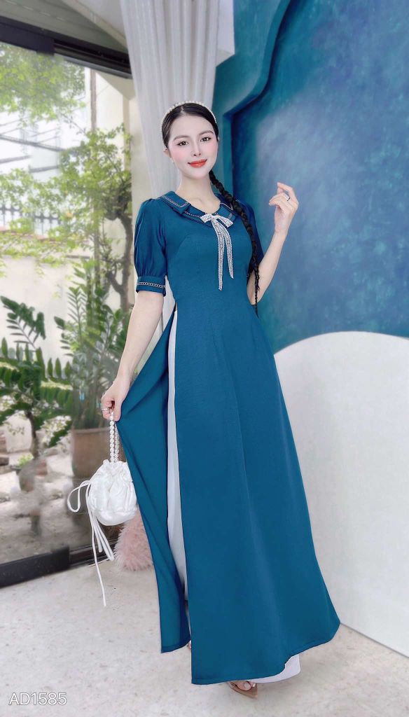 Áo Dài Thêu Mắt Xích AD1585 (áo lẻ)