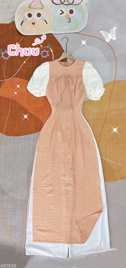 Áo Dài Dứa Tay Bồng AD1635 (áo lẻ)