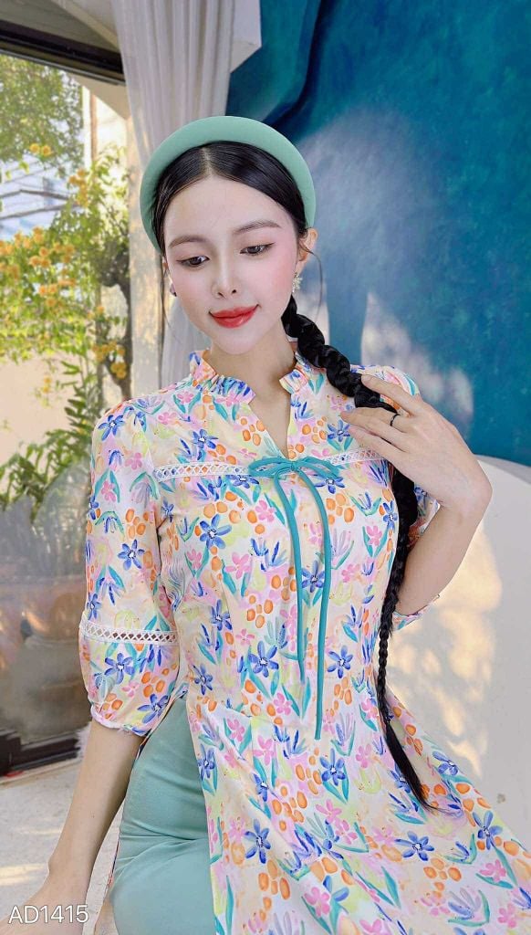 Áo Dài Cổ YY Ren+PK AD9002.1415 (áo lẻ)