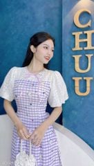 Áo Dài Ren Bồng Ô Vuông AD1493 (áo lẻ)