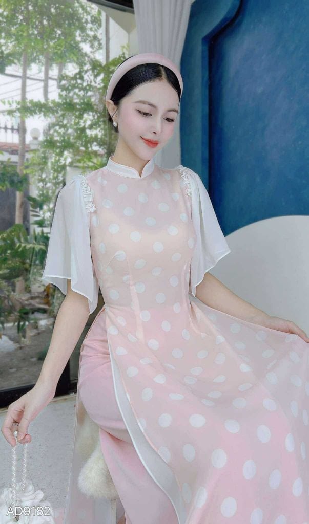 Áo Dài 4T Cánh Tiên Xéo AD9182 (áo lẻ)