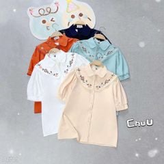 Áo Sơ Mi 2 Cổ Mẫu Đơn (Cổ Rời) A9002.1789