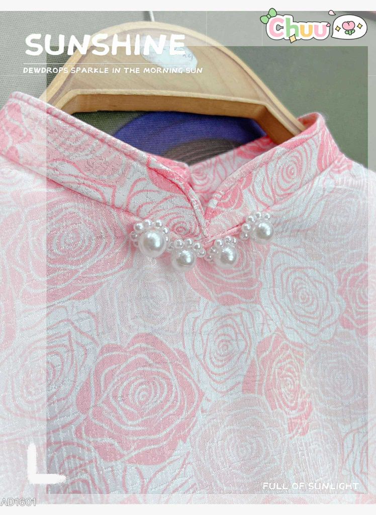 Áo Dài Hoa Hồng Thủy Tinh AD1601 (áo lẻ)