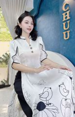 Áo Dài Họa Mi AD1558 (áo lẻ)