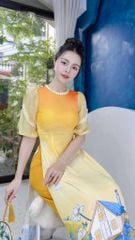 Áo Dài Tay Nối Ren Chân Bông AD1343 (áo lẻ)