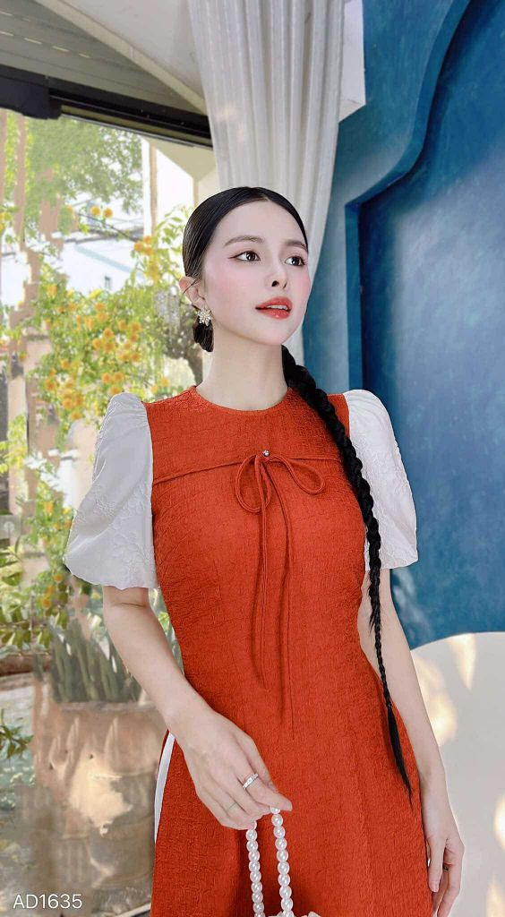 Áo Dài Dứa Tay Bồng AD1635 (áo lẻ)