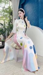Áo Dài Chấm Tròn City AD9002.1573 (áo lẻ)