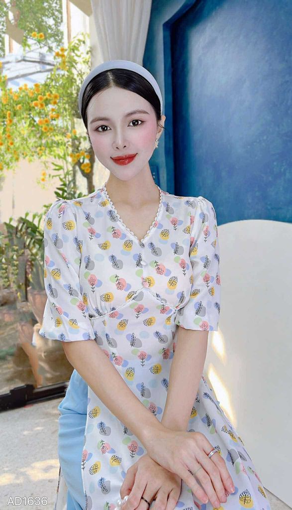 Áo Dài Sò Viền Ren AD1636 (áo lẻ)