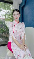 Áo Dài Hoa Tay Loe Xẻ AD1616 (áo lẻ)