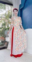 Áo Dài 4 Tà Ren Giọt Mưa AD9003.1595 (áo lẻ)