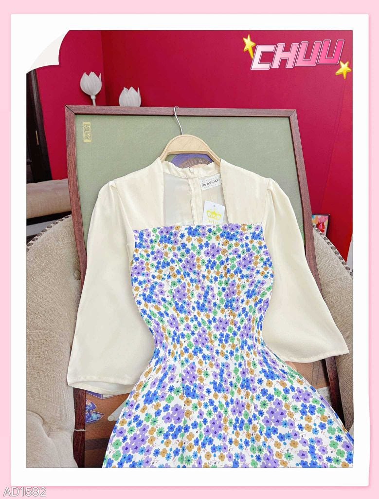 Áo Dài Cổ Vuông Leo AD1592 (áo lẻ)