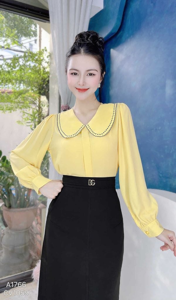 Áo Sơ Mi Thêu Dấu Gạch A1766