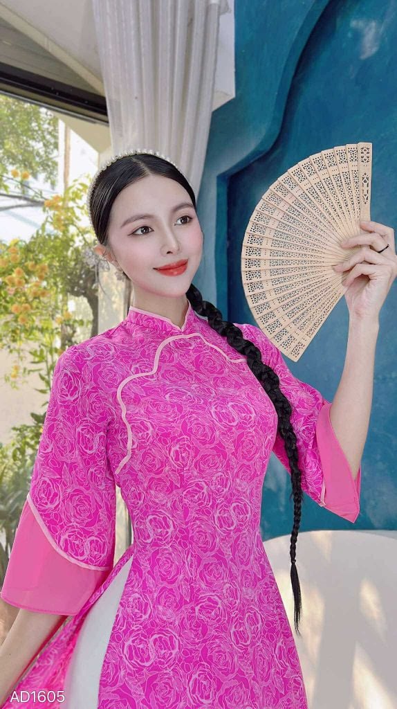 Áo Dài Hoa Hồng Nước AD1605 (áo lẻ)