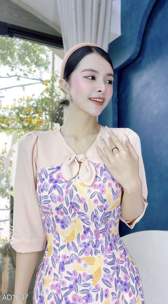 Áo Dài Cổ V Tai Thỏ AD1637 (áo lẻ)