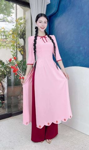 Áo Dài 4 Tà Dâu Đỏ Ngọt 127cm AD9003.1649 (áo lẻ)