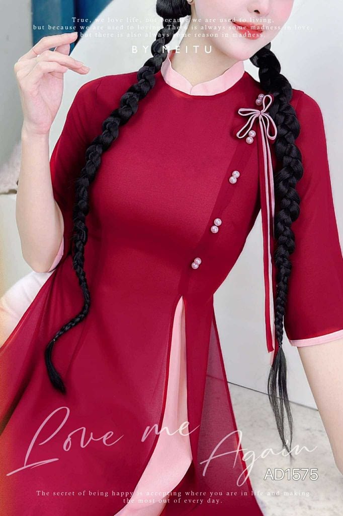 Áo Dài Chiffon 4T Ngọc Đôi 130cm AD1575 (áo lẻ)