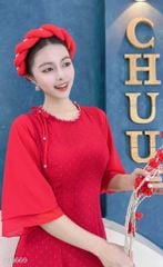 Áo Dài 4 Tà Tuyết Đỏ Cổ Xoắn AD9003.1669 (áo lẻ)
