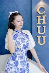Áo Dài 4 Tà Viền Tam Giác AD9003.1554 (áo lẻ)