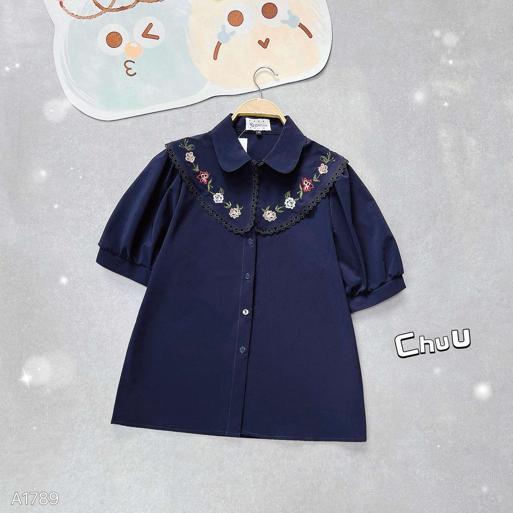 Áo Sơ Mi 2 Cổ Mẫu Đơn (Cổ Rời) A9002.1789