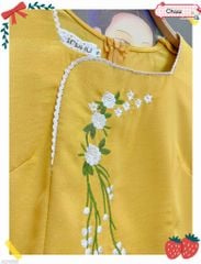 Áo Dài Chùm Hoa Đong Đưa AD9001.1655 (áo lẻ)