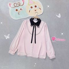 Áo Sơ Mi Cổ Màu Đô Thêu A1770