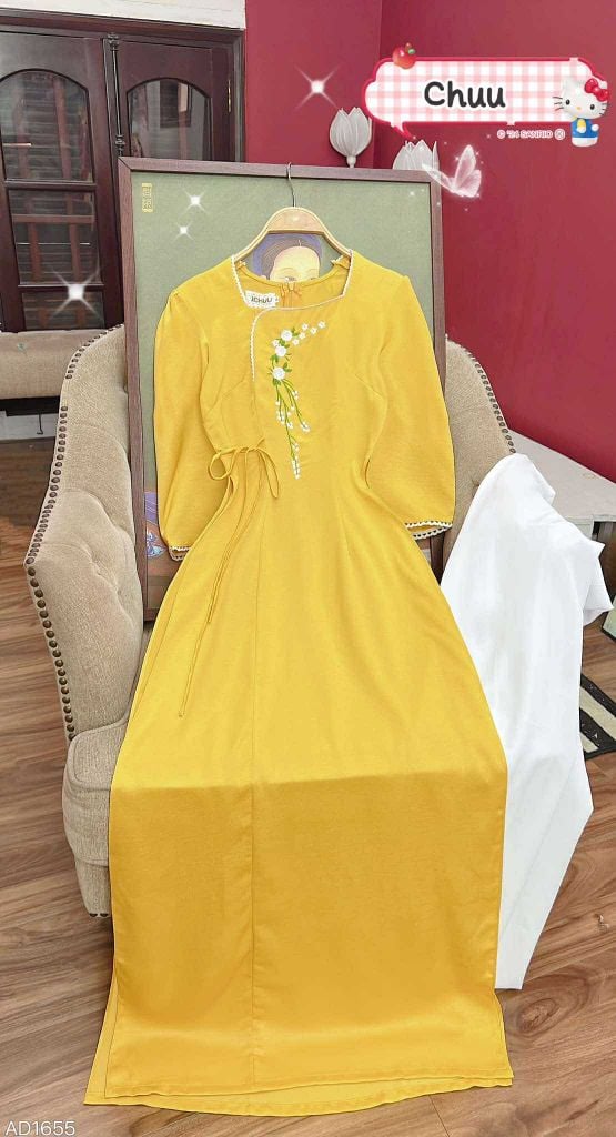 Áo Dài Chùm Hoa Đong Đưa AD9001.1655 (áo lẻ)