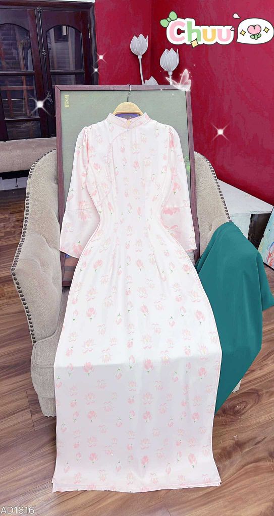 Áo Dài Hoa Tay Loe Xẻ AD1616 (áo lẻ)