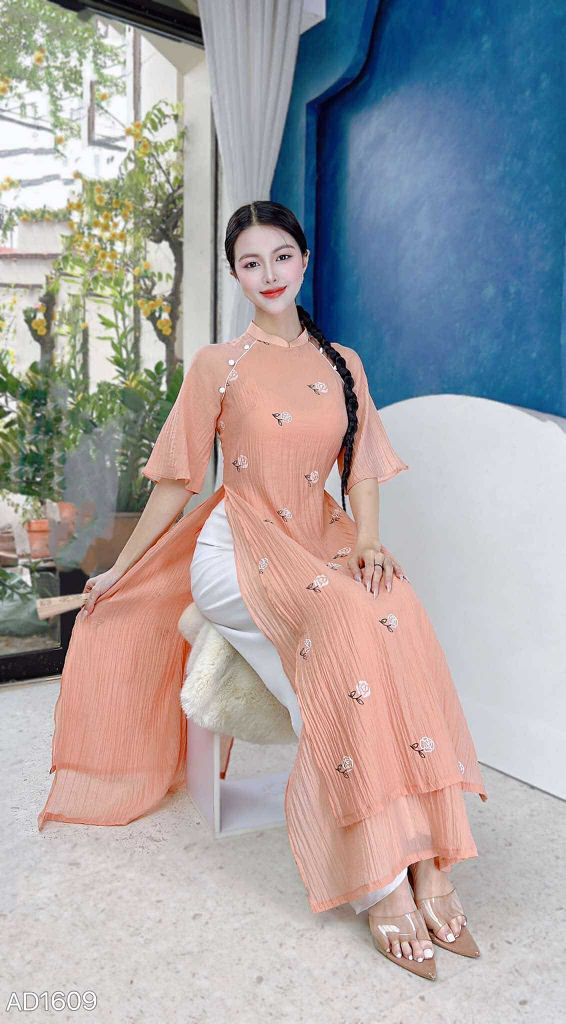 Áo Dài 4T Suông Tơ Gãy 125cm AD1609 (áo lẻ)