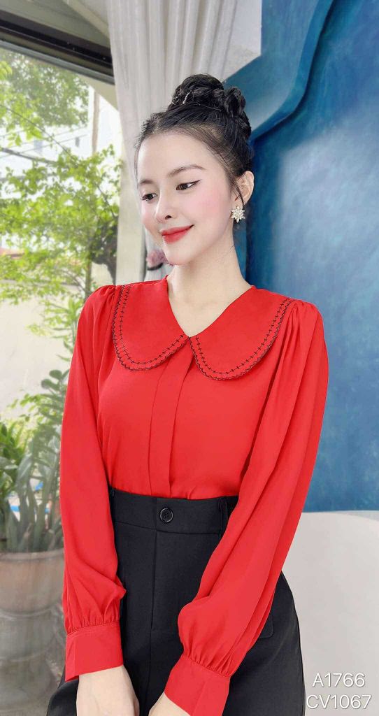 Áo Sơ Mi Thêu Dấu Gạch A1766