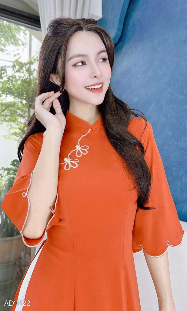 Áo Dài Bông Sen 3 Cánh AD9001.1622 (áo lẻ)