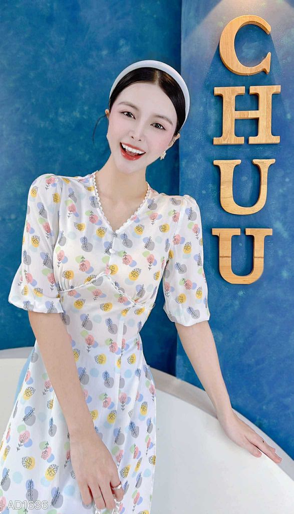 Áo Dài Sò Viền Ren AD1636 (áo lẻ)