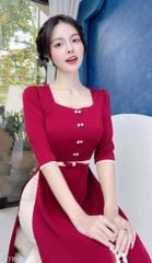 Áo Dài Nút Đôi Eo Nơ AD1640 (áo lẻ)