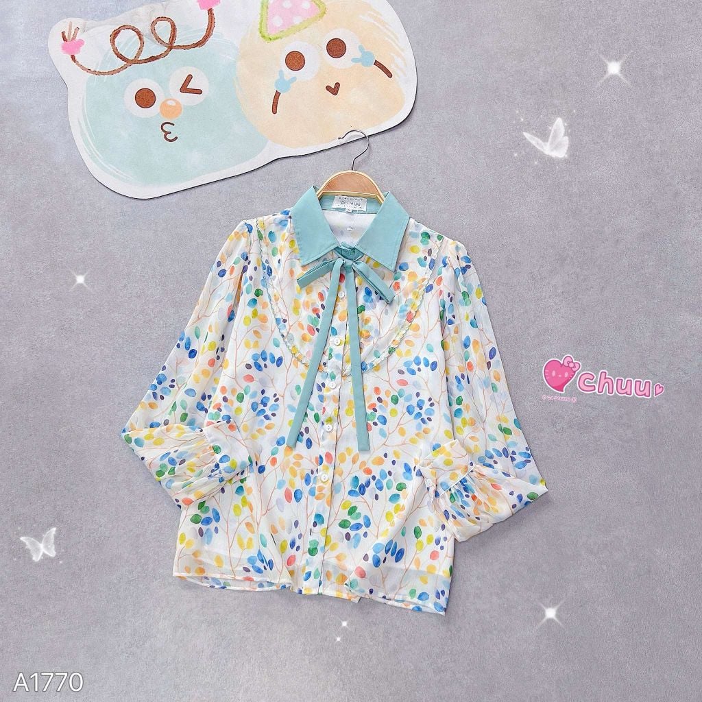 Áo Sơ Mi Cổ Màu Đô Thêu A1770
