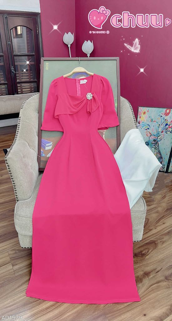 Áo Dài Nơ Khuy To AD9001.1579 (áo lẻ)