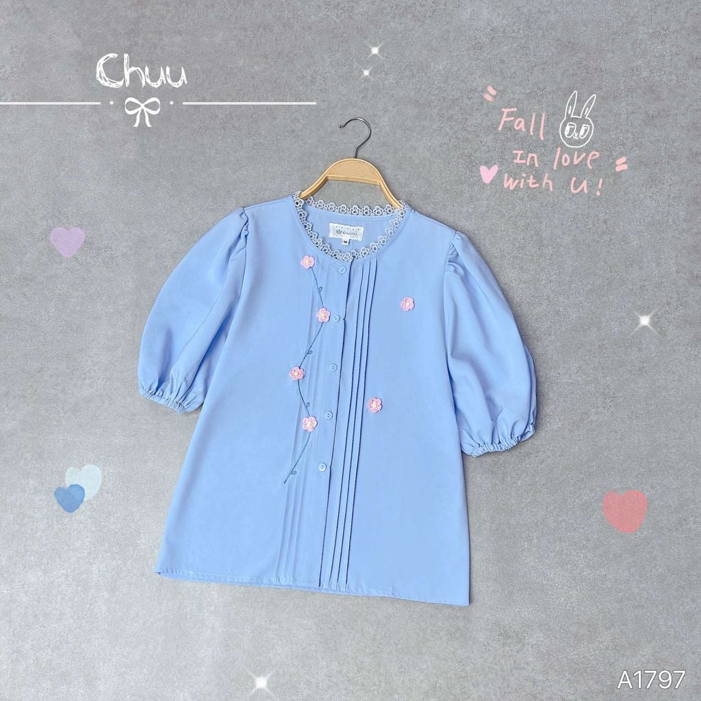 Áo Sơ Mi Hoa Đào Len A1797