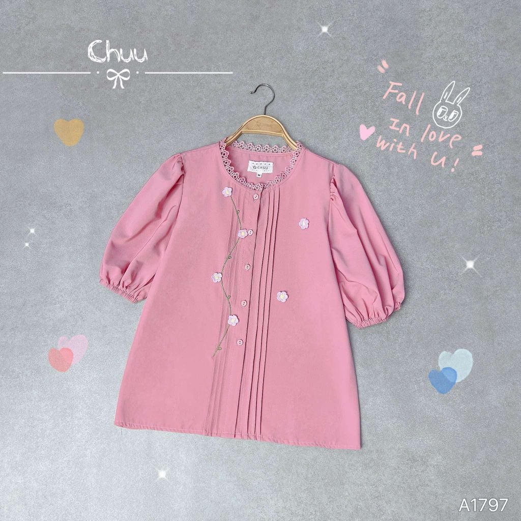 Áo Sơ Mi Hoa Đào Len A1797