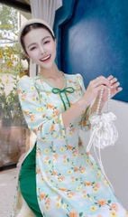 Áo Dài Cổ Tim Cầu Vòng AD9002.1670 (áo lẻ)