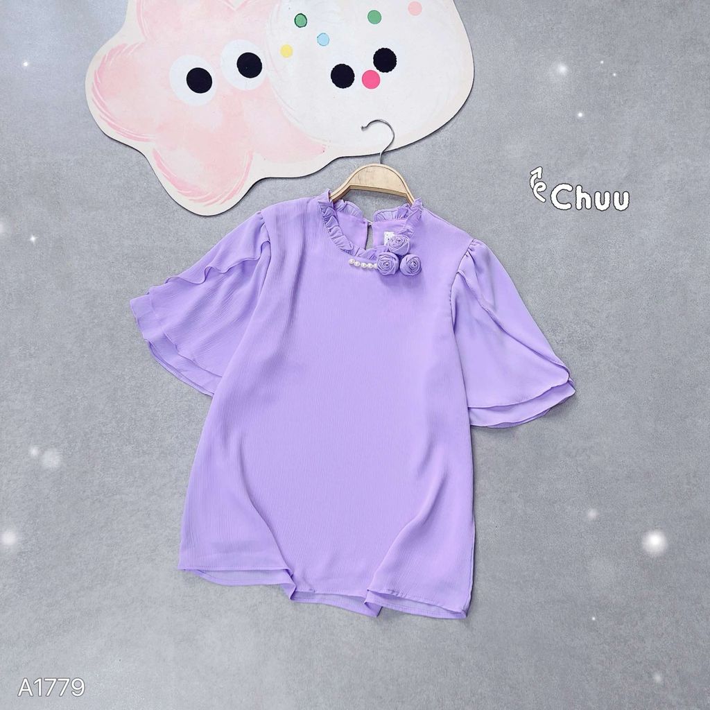 Áo Tơ 3 Hoa Hồng A1779