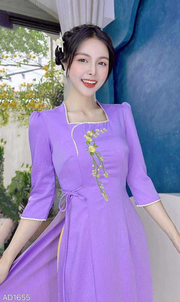 Áo Dài Chùm Hoa Đong Đưa AD9001.1655 (áo lẻ)