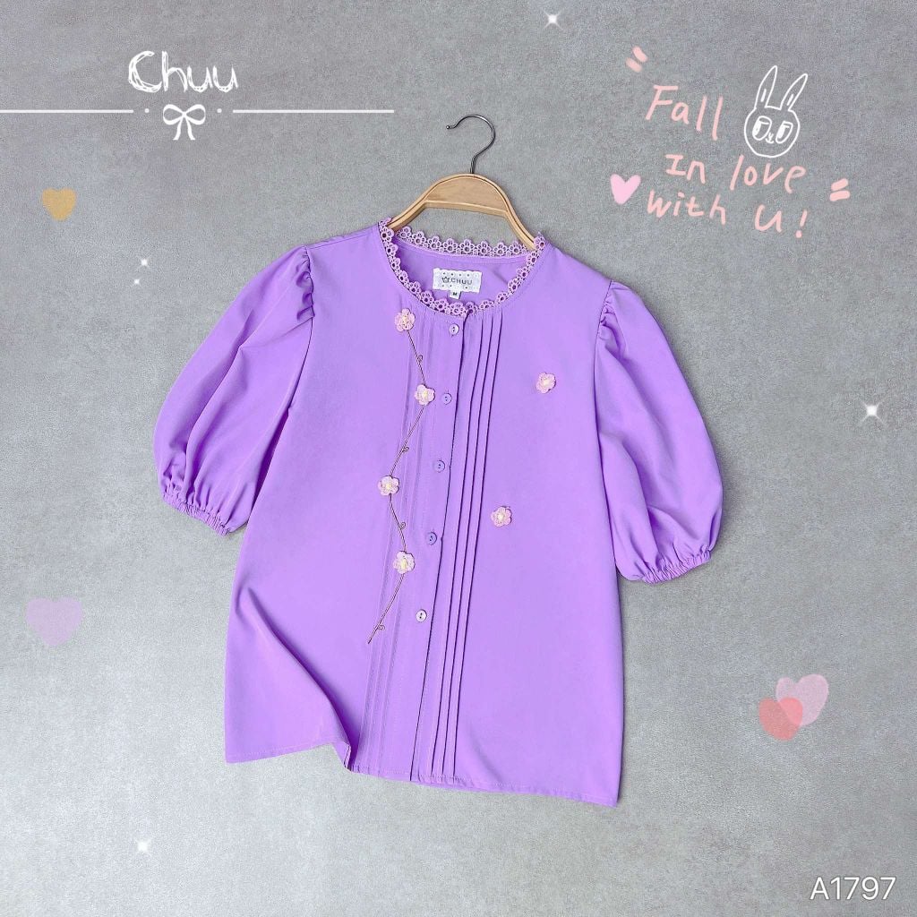 Áo Sơ Mi Hoa Đào Len A1797