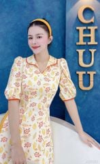 Áo Dài Cổ Lật Bầu Viền Lé AD9002.1587 (áo lẻ)