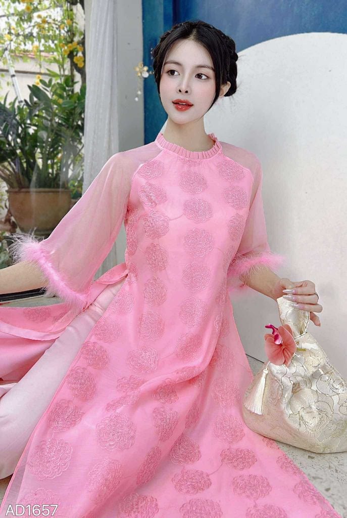 Áo Dài 4T Tay Tuyết 128cm AD1657 (áo lẻ)