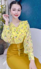 Áo Hoa Bèo Nơ Đôi A1798