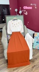 Áo Dài Hoa Thêu Nối Eo AD9001.1676 (áo lẻ)