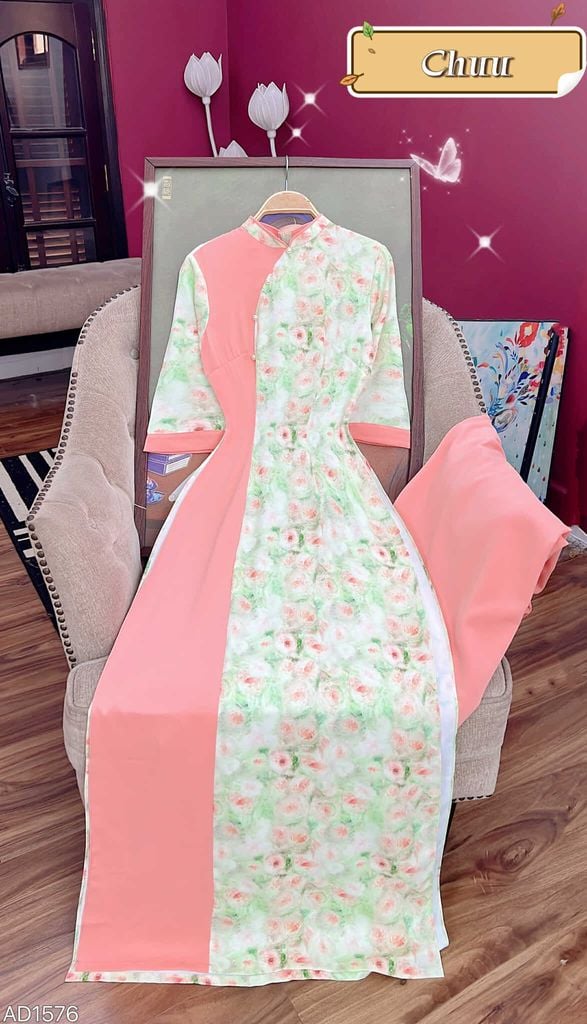 Áo Dài Tằm Gãy Phối Màu 130cm AD1576 (áo lẻ)