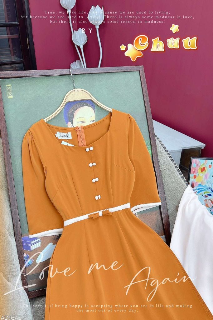 Áo Dài Nút Đôi Eo Nơ AD1640 (áo lẻ)