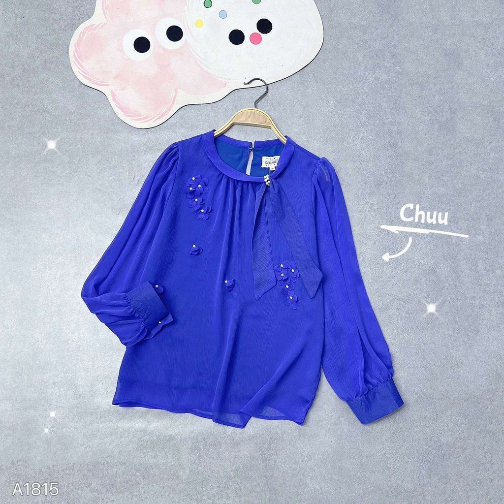 Áo Hoa Rơi Nơ Lệch A1815